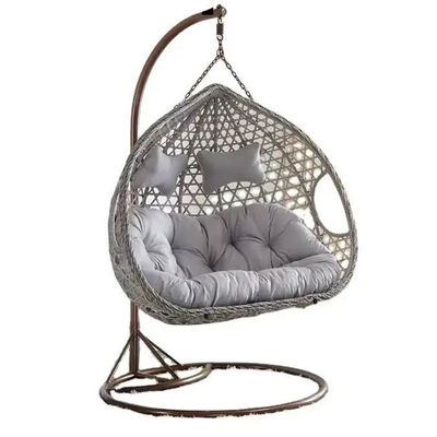 Balcon extérieur, cour, jardin, patio, fauteuil pivotant en rotin avec support