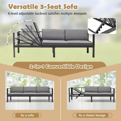 Des meubles de jardin en aluminium avec dos réglable