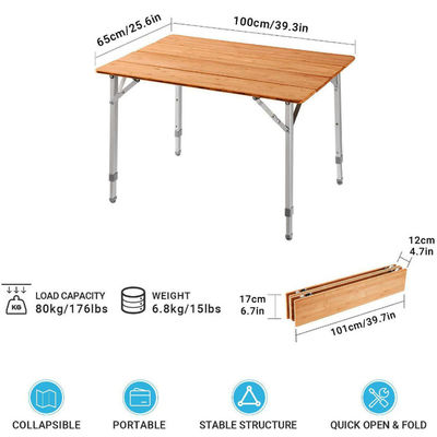 Table à manger de 100*65 cm en bois de métal pliable pour pique-nique pour camping en plein air