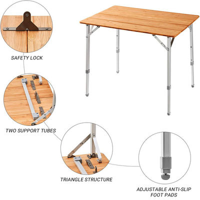 Table à manger de 100*65 cm en bois de métal pliable pour pique-nique pour camping en plein air