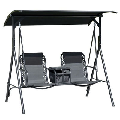 Chaise swing extérieure moderne 67,7"D x 44,1"W x 65"H avec porte-coupe et ombre réglable