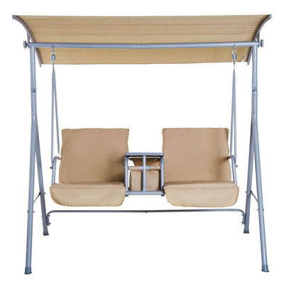 Chaise swing extérieure moderne 67,7"D x 44,1"W x 65"H avec porte-coupe et ombre réglable