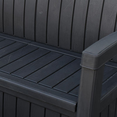 Hôtel à l'extérieur maison fauteuil résistant aux intempéries en plastique 3 places canapé banc avec boîte de rangement