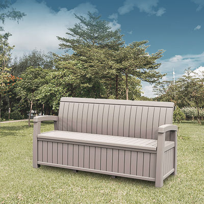 Hôtel à l'extérieur maison fauteuil résistant aux intempéries en plastique 3 places canapé banc avec boîte de rangement