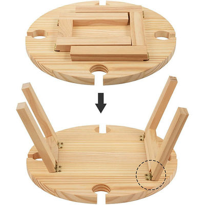 Table ronde pliable portable en bois pour camping en plein air Voyage à la plage et pique-nique