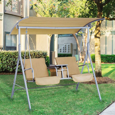 Chaise swing extérieure moderne 67,7"D x 44,1"W x 65"H avec porte-coupe et ombre réglable