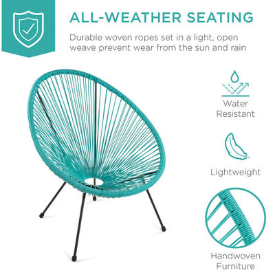 Mobilier de jardin moderne pour terrasse extérieure avec cadre en acier et corde en plastique