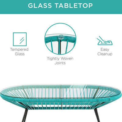 Mobilier de jardin moderne pour terrasse extérieure avec cadre en acier et corde en plastique