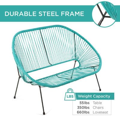 Mobilier de jardin moderne pour terrasse extérieure avec cadre en acier et corde en plastique