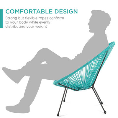 Mobilier de jardin moderne pour terrasse extérieure avec cadre en acier et corde en plastique