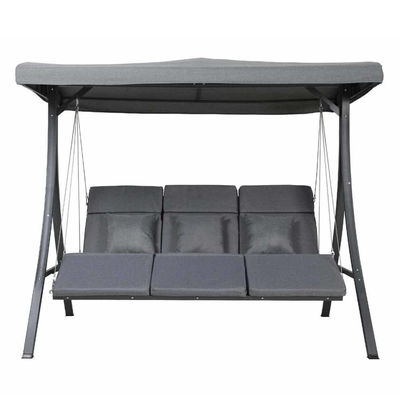 Jardin de patio extérieur 3 places suspendu reculant fauteuil roulant banc de fauteuil avec baldaquin