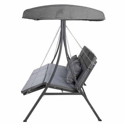 Jardin de patio extérieur 3 places suspendu reculant fauteuil roulant banc de fauteuil avec baldaquin