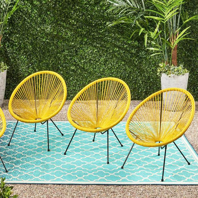 Métal cadre plastique rotin Wicker Acapulco Chaise pour le balcon extérieur