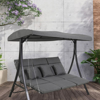 Jardin de patio extérieur 3 places suspendu reculant fauteuil roulant banc de fauteuil avec baldaquin