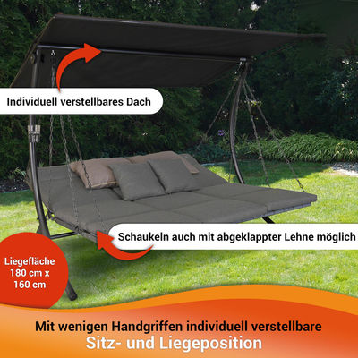 Balcon de jardin piscine de plage hamac 3 places avec fauteuil balançant et coussin