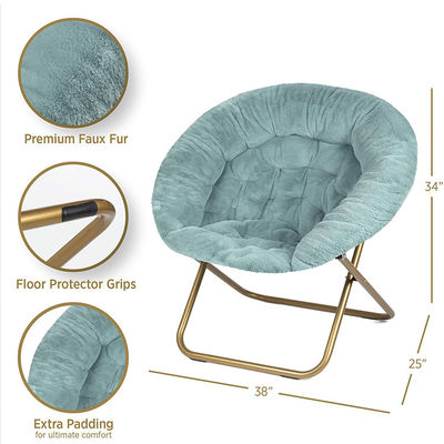 Chaise de lune pliable pour adultes et enfants Faux chaise à soucoupes en fourrure
