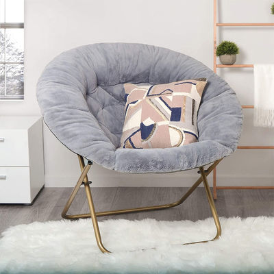 Chaise de lune pliable pour adultes et enfants Faux chaise à soucoupes en fourrure
