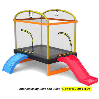 Fitness pour enfants cadre en fer unisexe trampoline extérieure intérieure avec échelle d'escalade et toboggan