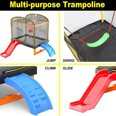 Fitness pour enfants cadre en fer unisexe trampoline extérieure intérieure avec échelle d'escalade et toboggan