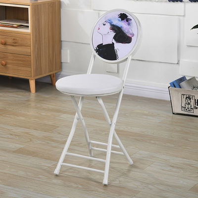 Meubles d'extérieur Portable cadre en métal pliable en cuir fauteuil rond avec coussin