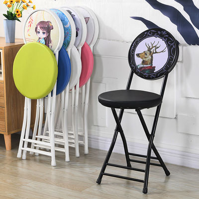 Meubles d'extérieur Portable cadre en métal pliable en cuir fauteuil rond avec coussin