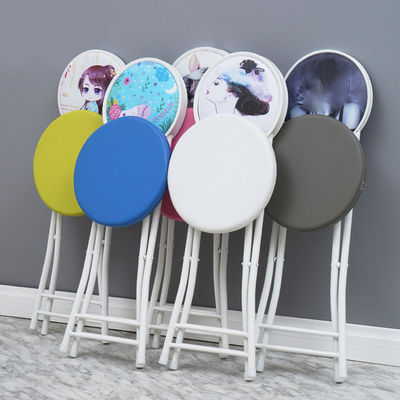 Meubles d'extérieur Portable cadre en métal pliable en cuir fauteuil rond avec coussin