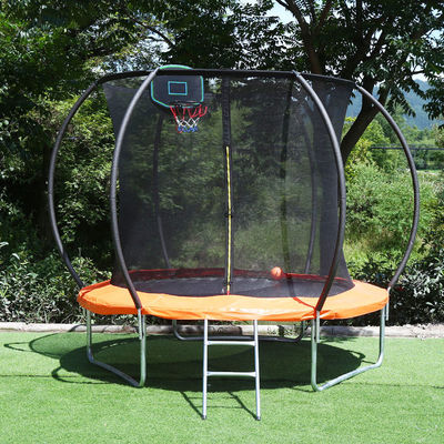 Jardin en plein air Enfants Enfants Fitness Saut de lit Ronde Trampoline Avec Basketball Garde de sécurité