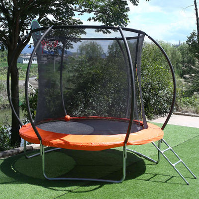 Jardin en plein air Enfants Enfants Fitness Saut de lit Ronde Trampoline Avec Basketball Garde de sécurité