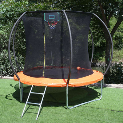Jardin en plein air Enfants Enfants Fitness Saut de lit Ronde Trampoline Avec Basketball Garde de sécurité