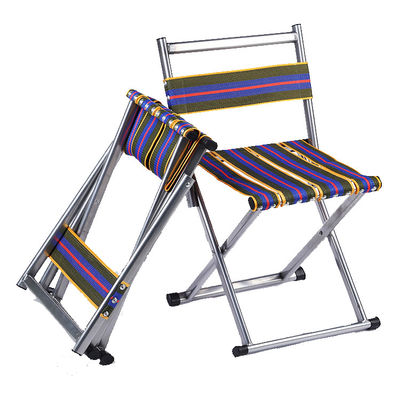 Chaise de camping de pêche en plein air avec dossier portable et tabouret en fer métallique léger