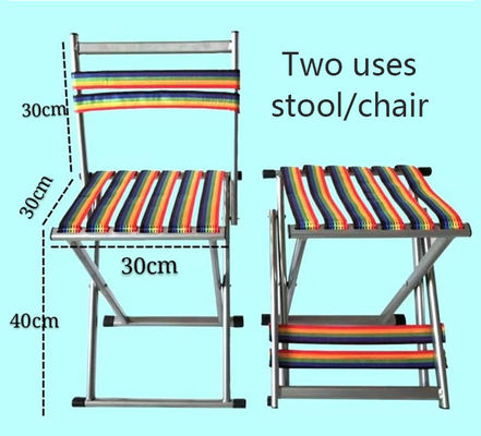 Chaise de camping de pêche en plein air avec dossier portable et tabouret en fer métallique léger