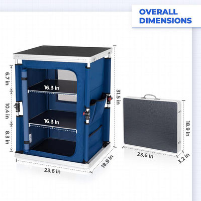 Général Meubles d'extérieur Camping Table de cuisine pliable avec armoire d'organisation de stockage