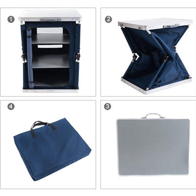 Général Meubles d'extérieur Camping Table de cuisine pliable avec armoire d'organisation de stockage
