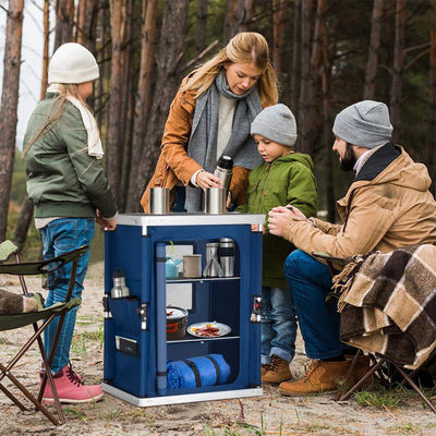 Général Meubles d'extérieur Camping Table de cuisine pliable avec armoire d'organisation de stockage
