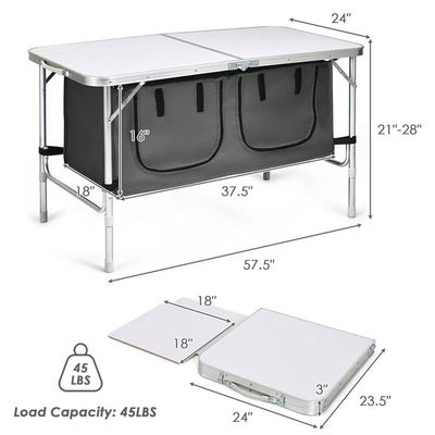 Convient jardin extérieur patio fête événement table de camping avec compartiment de rangement