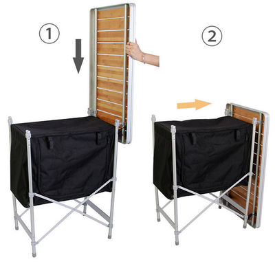 Armoire de rangement de pique-nique légère en bambou pour événement de patio en plein air