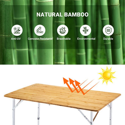 Tableau de table de 120*70 cm de patio de jardin en aluminium de bambou pour pique-nique