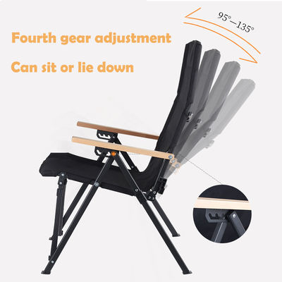 Chaise pliante à dossier réglable en métal à 4 positions pour le camping, la pêche, la randonnée en plein air