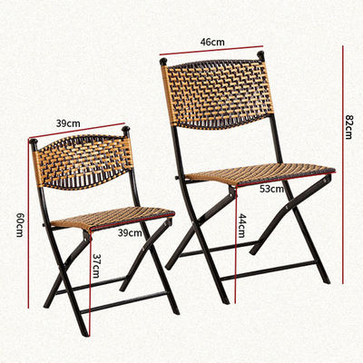 Chaise pliante en rotin artificiel en métal tissé pour l'événement de banquet de la fête scolaire