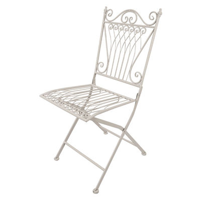 Jardin extérieur transparent Bistro Café Vintage Métal carré en fer forgé Chaises à manger pliantes