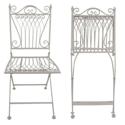 Jardin extérieur transparent Bistro Café Vintage Métal carré en fer forgé Chaises à manger pliantes