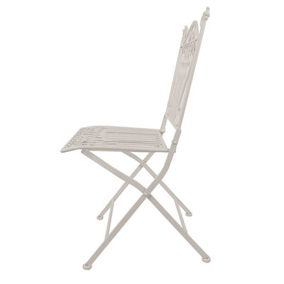 Jardin extérieur transparent Bistro Café Vintage Métal carré en fer forgé Chaises à manger pliantes