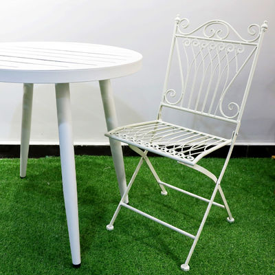 Jardin extérieur transparent Bistro Café Vintage Métal carré en fer forgé Chaises à manger pliantes