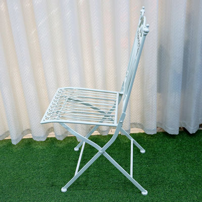 Jardin extérieur transparent Bistro Café Vintage Métal carré en fer forgé Chaises à manger pliantes