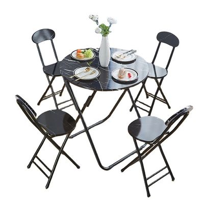 Camping en plein air Bistro Café Balcon Jardin Patio Métal Bois rond Portable Table pliante pour la fête