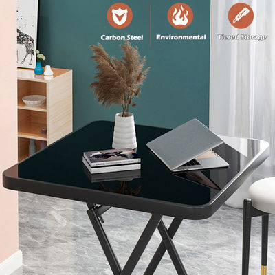 Table d'extérieur en verre trempé métallique carré ronde pliable pliable Table à manger à café