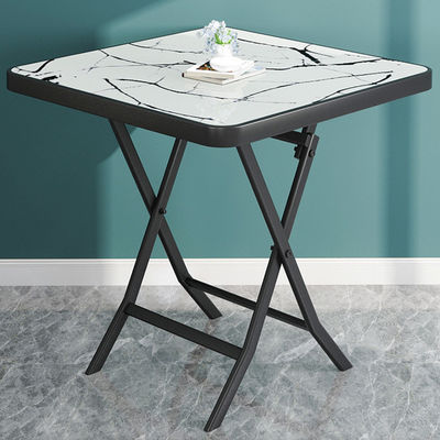 Table d'extérieur en verre trempé métallique carré ronde pliable pliable Table à manger à café