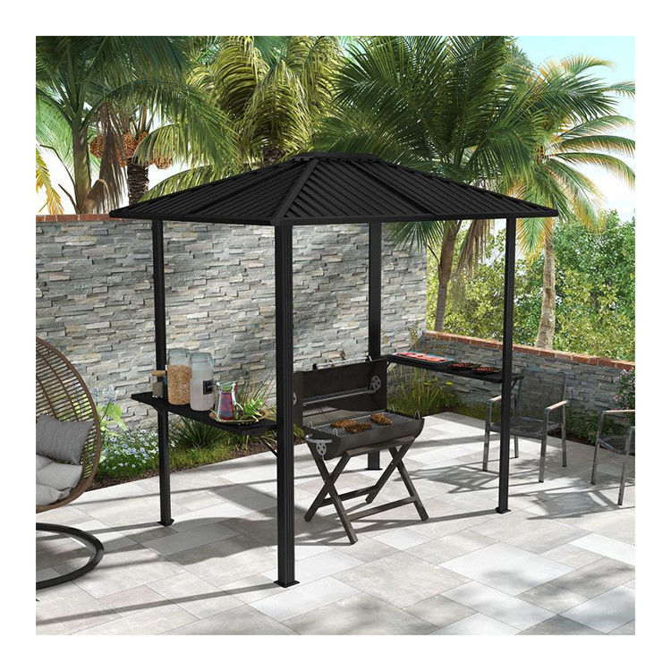 Gril à l'extérieur 6x8 Hardtop BBQ Gazebo avec 2 étagères latérales 102 lbs H92.5 x W96.5 x D70.9