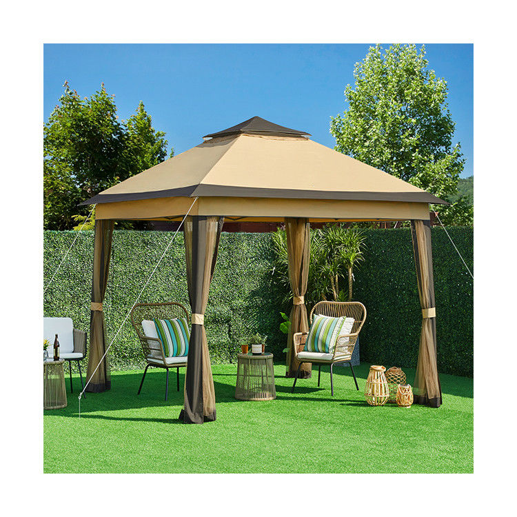 Tente de gazebo extérieure recouverte de poudre de 3,3 x 3,3 M avec 4 murs latéraux en maille étanche