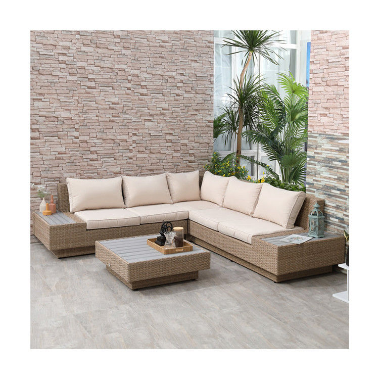 Meubles de patio extérieur de loisirs design moderne canapé d'angle en rotin en coton pour jardin